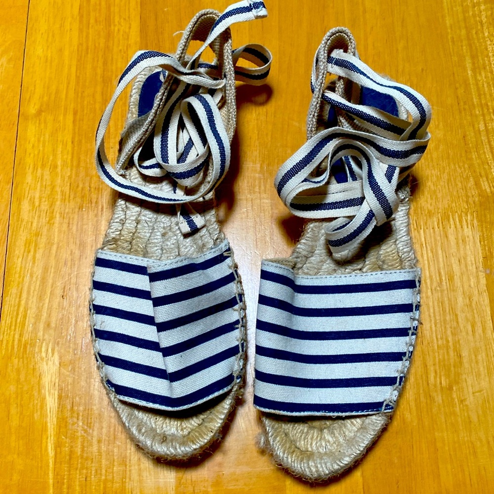 Stripe lace up espadrilles